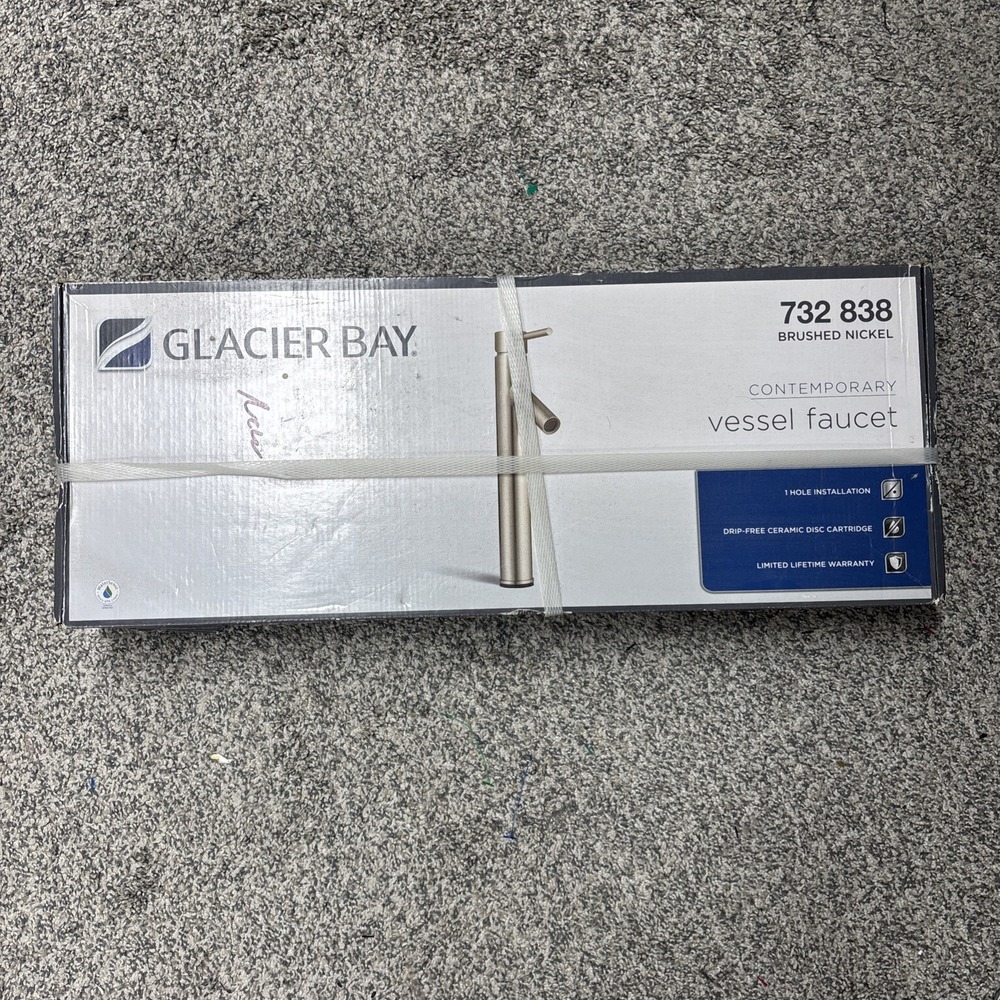 Glacier Bay 732 838 Contemporary Brushed Nickel Vessel Faucet NEW SEALED